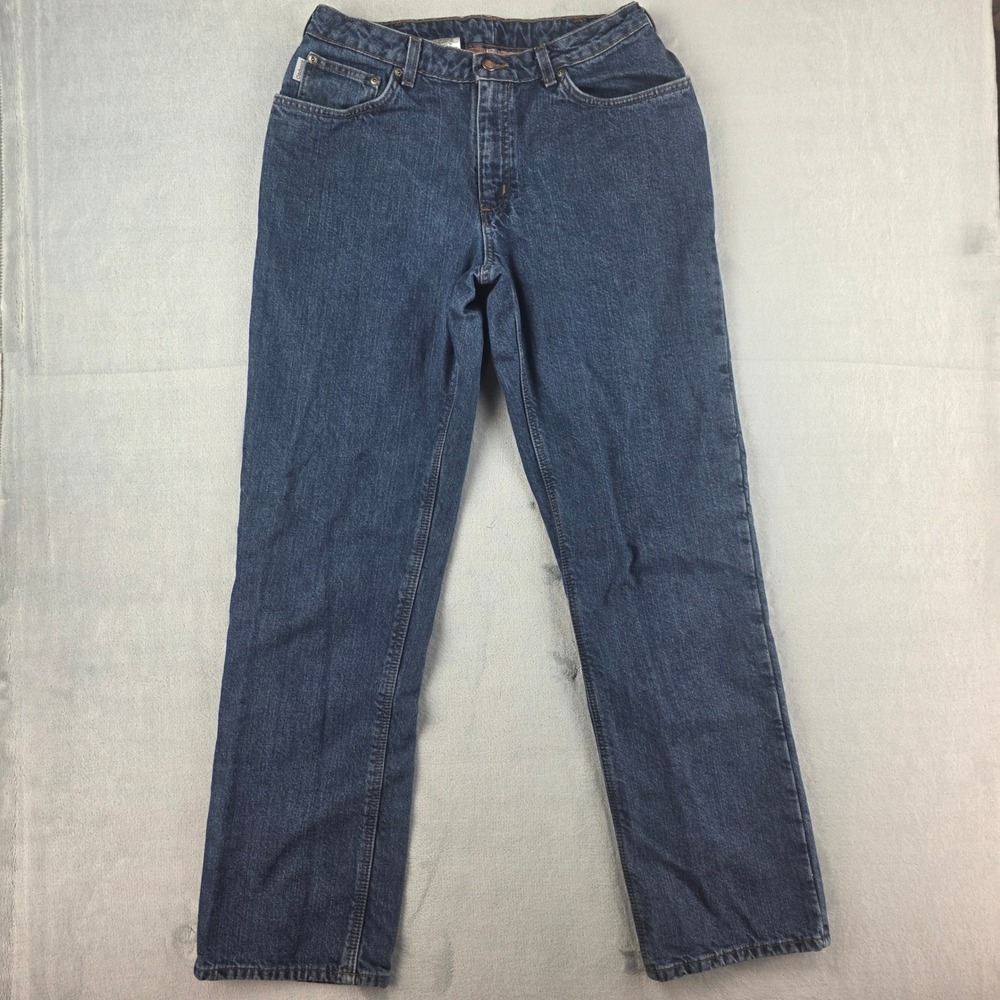 Carhartt Womens WB172 Flannel Lined Straight Leg Jeans Blue Denim Size 12 x 34